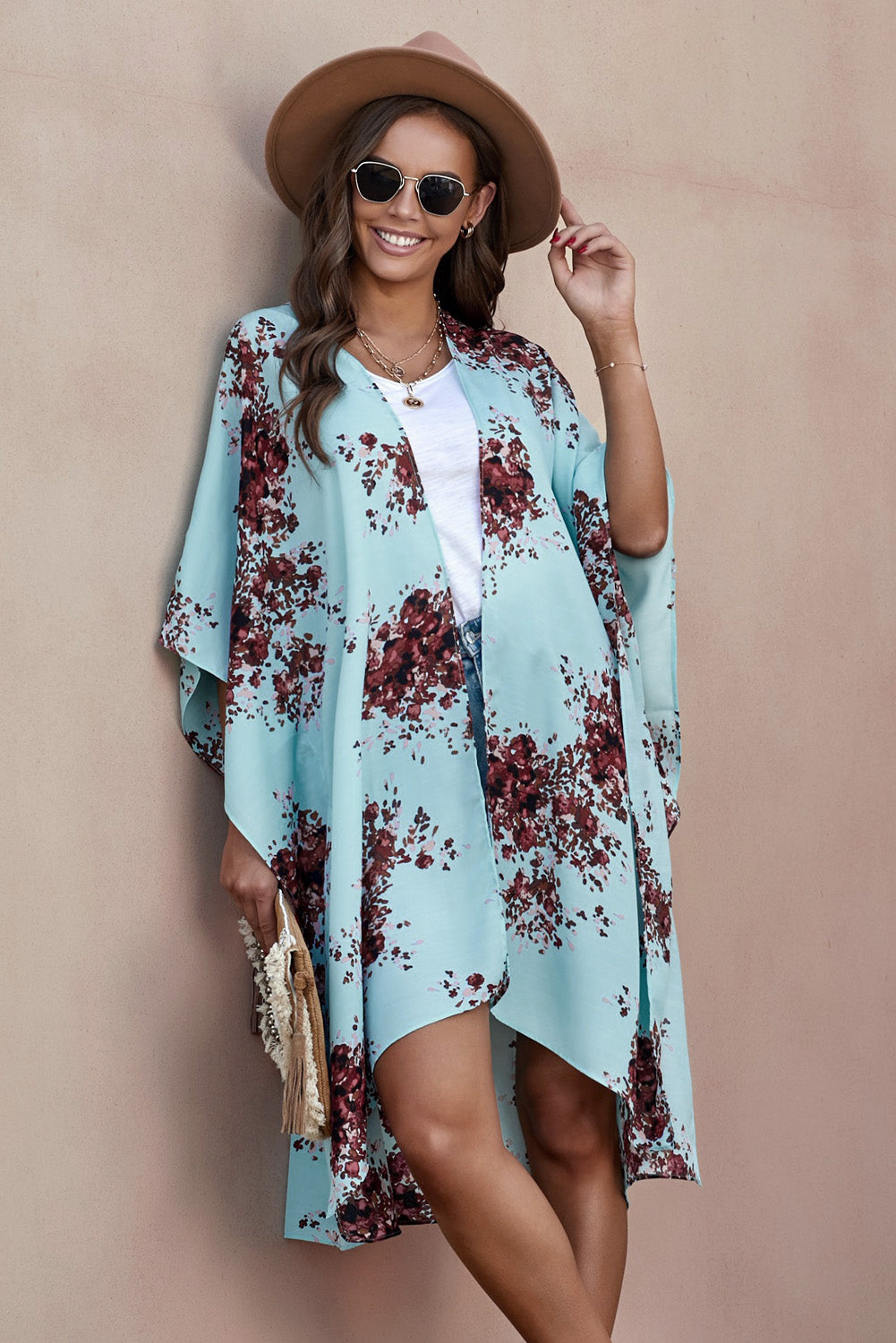 Here Comes the Bloom Floral Print Chiffon Kimono   