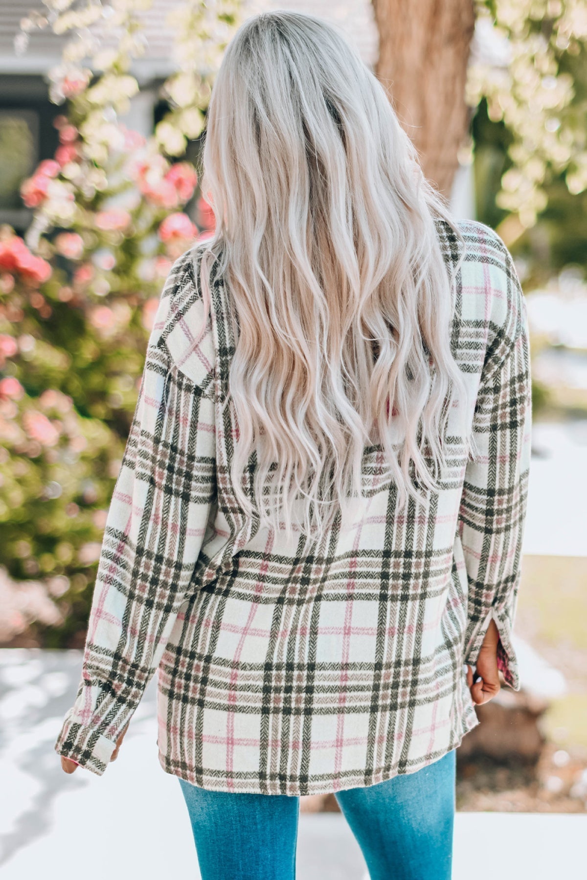 Autumn Sunsets Flannel Buttoned Plaid Shacket   