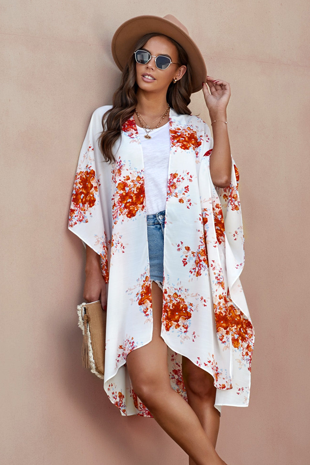 Here Comes the Bloom Floral Print Chiffon Kimono   