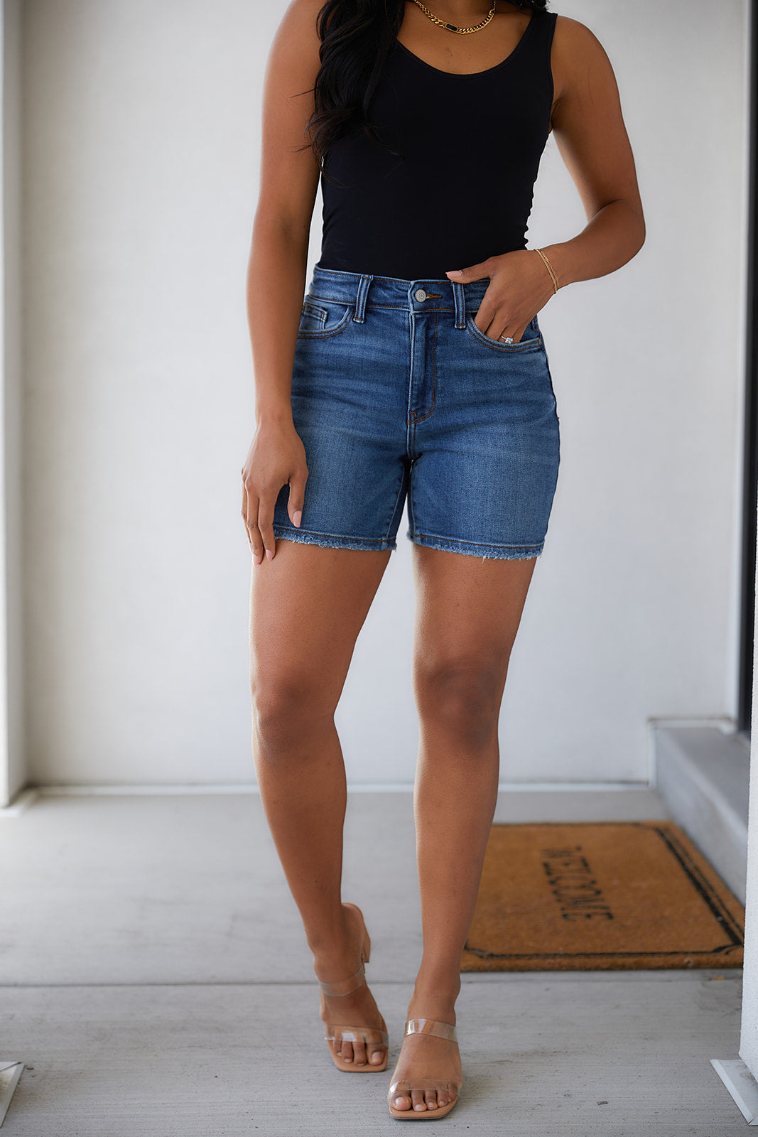 Rory High Rise Denim Shorts   