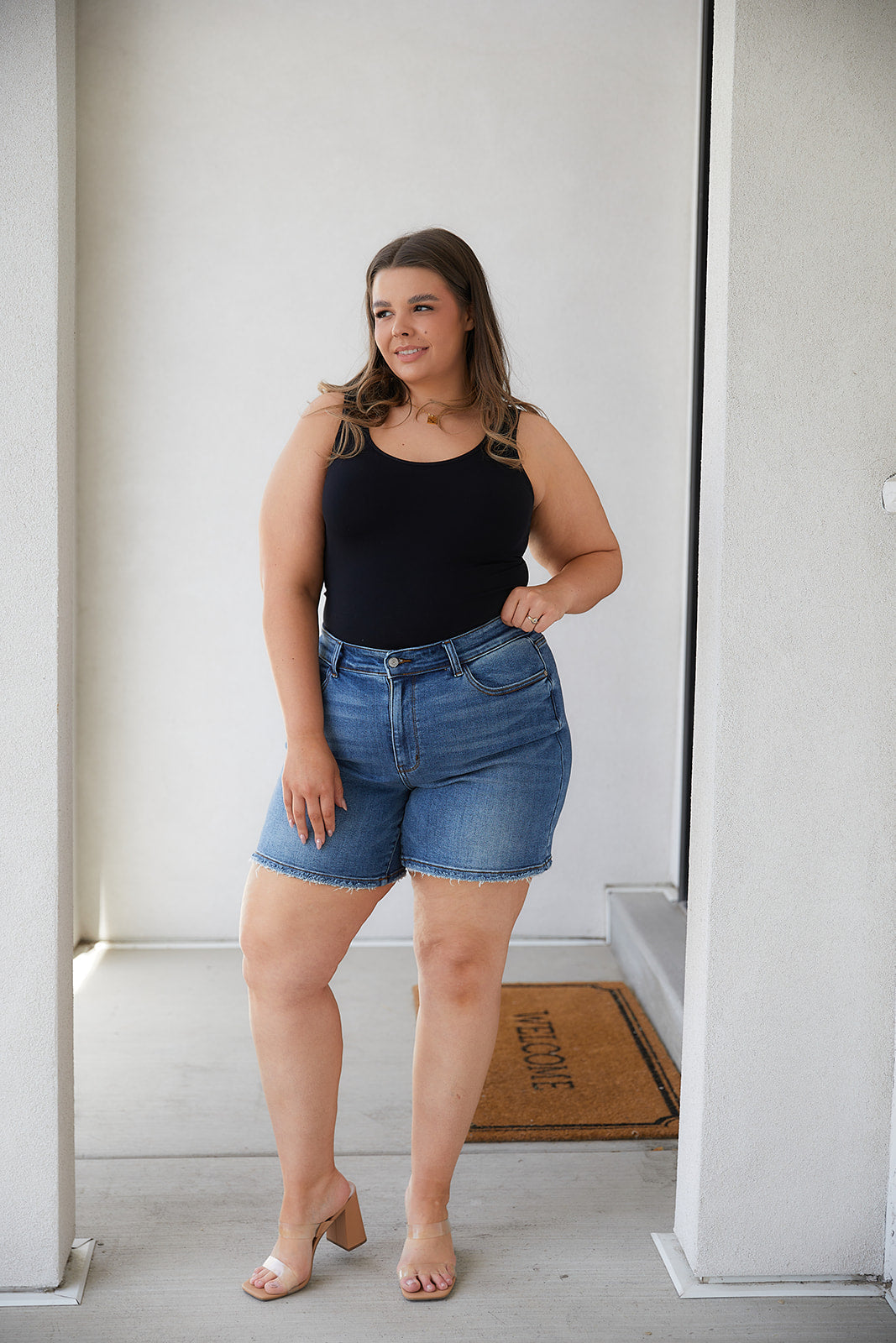 Rory High Rise Denim Shorts   
