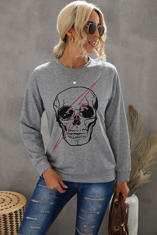 Skull and Lightning Graphic Sweatshirt   