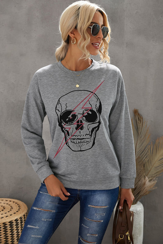 Skull and Lightning Graphic Sweatshirt