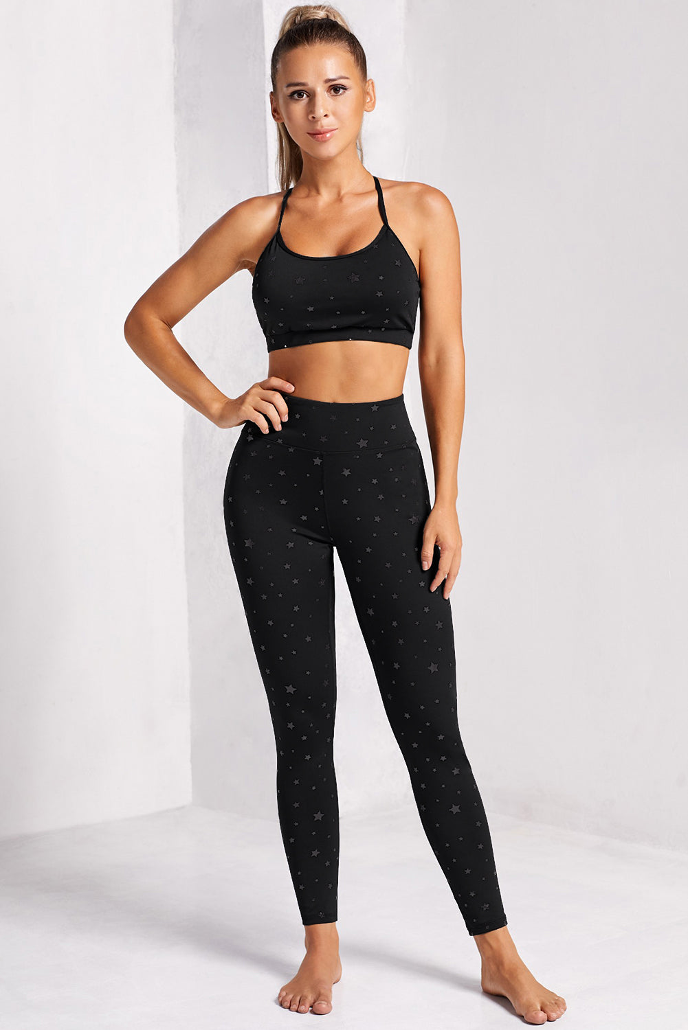 Star Print Sports Bra and Leggings Set   