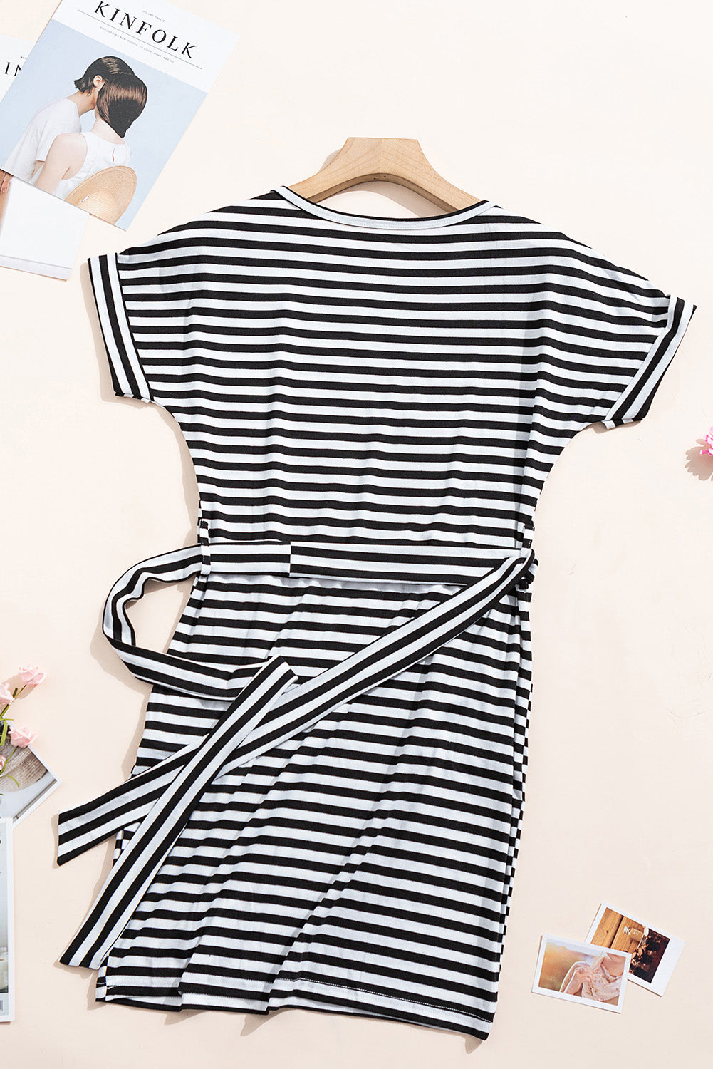 Striped T-Shirt Dress Striola Black S 