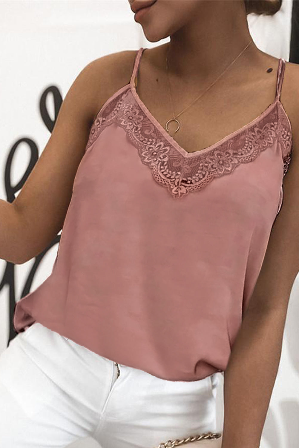 Lace Detail Racerback Tank Top   