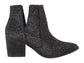 Anastasia Glitter Ankle Booties in Black   