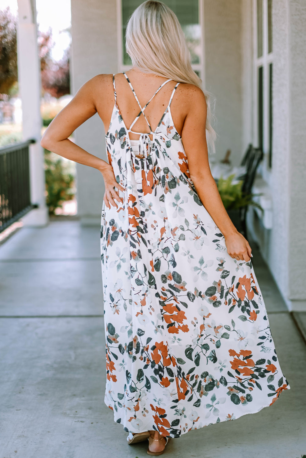 You Had Me At Brunch Floral Crisscross Maxi Dress   