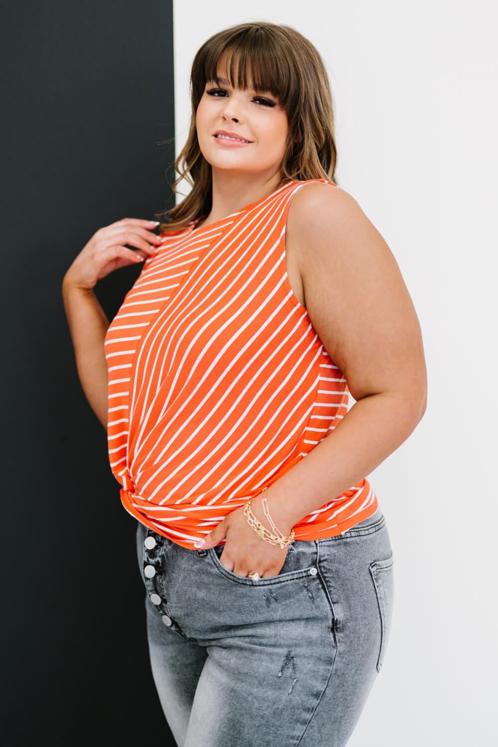 Go Your Own Way Striped Twist Detail Tank   