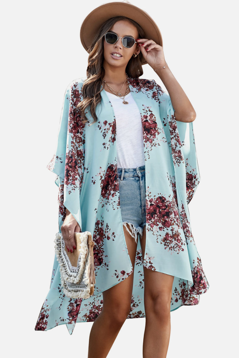 Here Comes the Bloom Floral Print Chiffon Kimono   