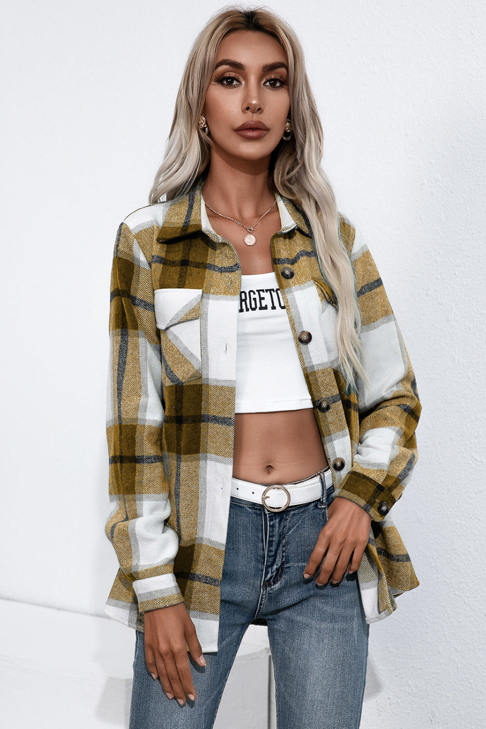 Plaid Button Up Flannel Shacket   