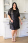 City and Sparkle Short Sleeve Sequin Shift Dress in Black   
