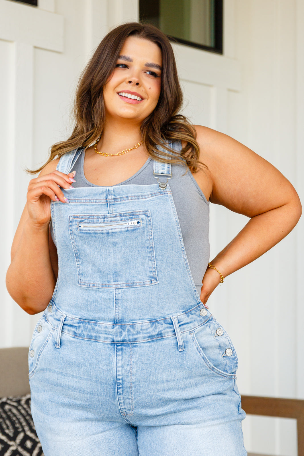 Judy Blue Keeping it Fresh Distressed Straight Leg Overalls   