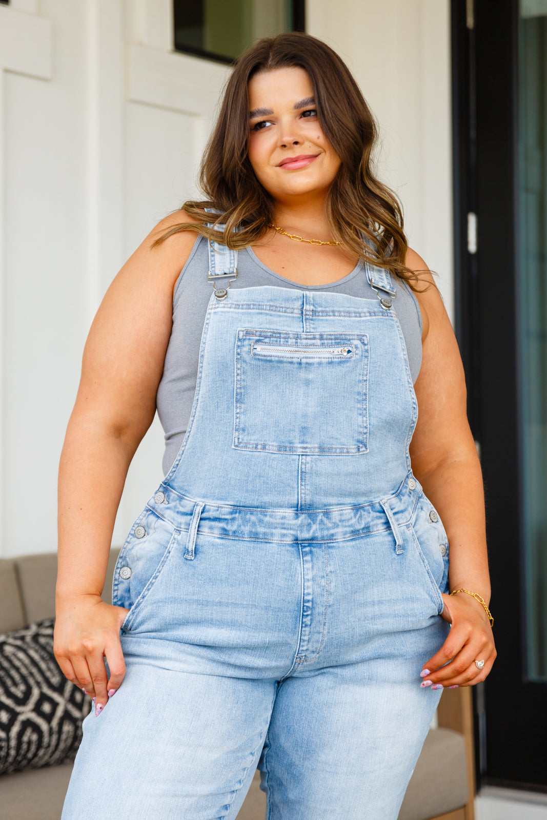 Judy Blue Keeping it Fresh Distressed Straight Leg Overalls   