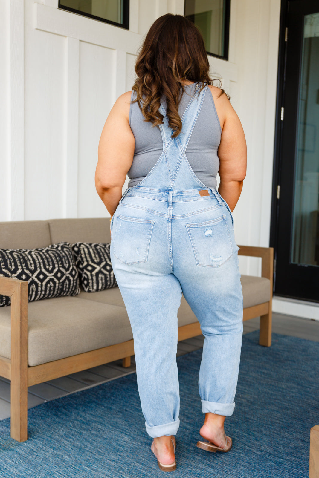 Judy Blue Keeping it Fresh Distressed Straight Leg Overalls   