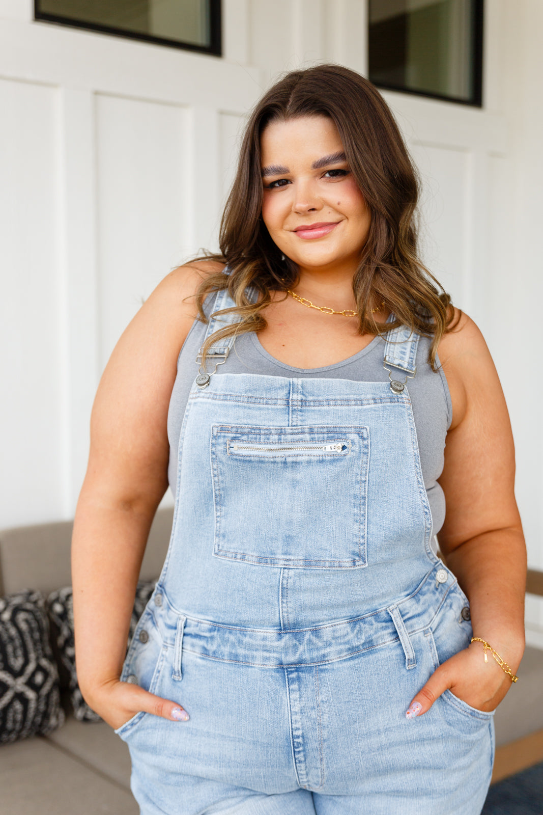 Judy Blue Keeping it Fresh Distressed Straight Leg Overalls   