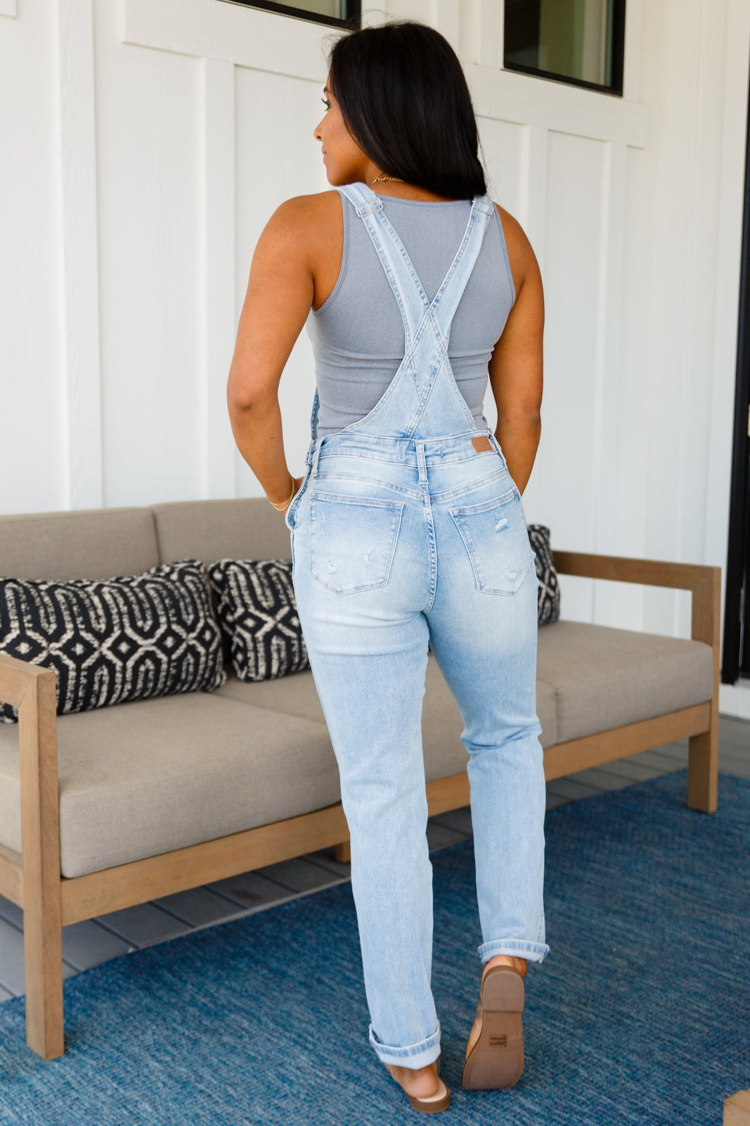 Judy Blue Keeping it Fresh Distressed Straight Leg Overalls   