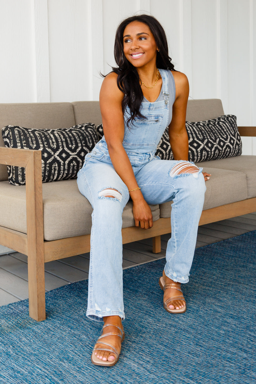 Judy Blue Keeping it Fresh Distressed Straight Leg Overalls   