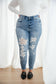 Judy Blue Bleach Splash Destroyed Skinnies Medium Wash 14W 