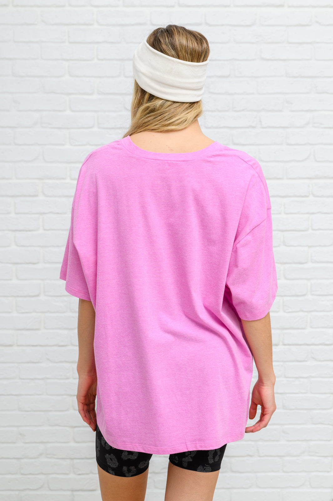 Boxy V Neck Boyfriend Tee In Pink   