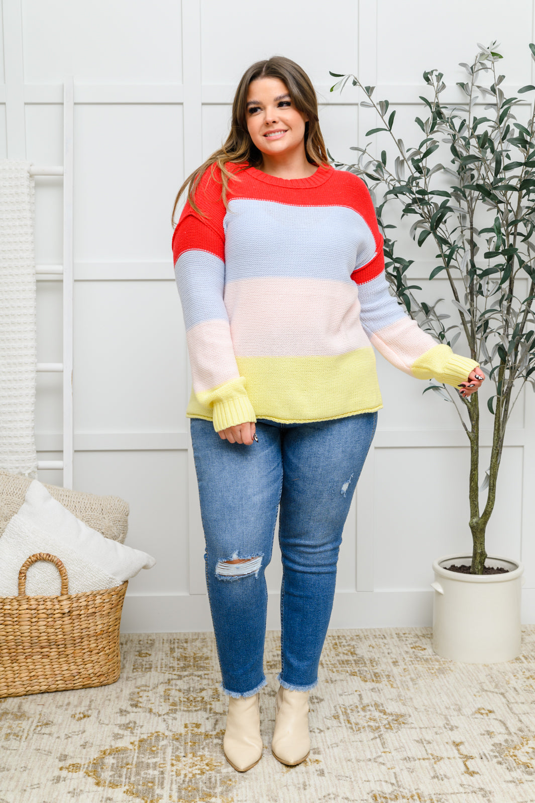 Keep On Bright Striped Knit Sweater   
