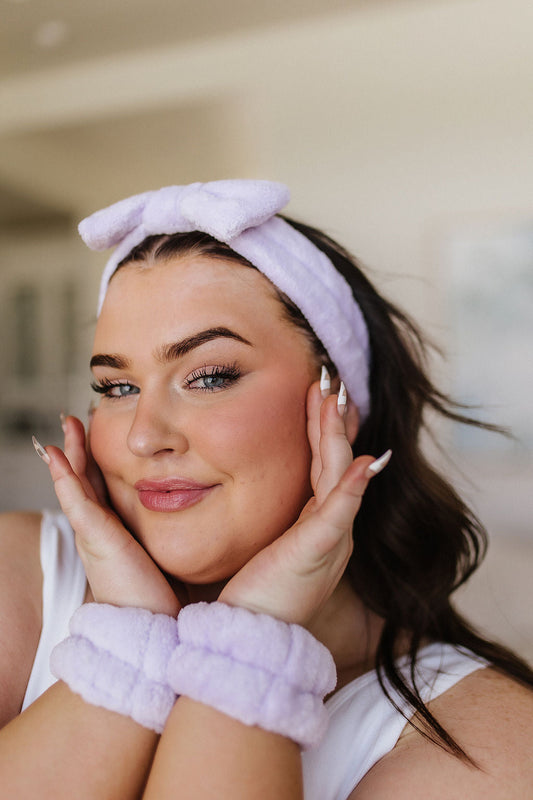 Effortless Days Stretchy Headband & Wristband Set in Lilac   