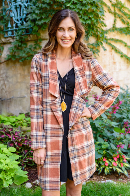 Pumpkin Patch Plaid Jacket Rust S 