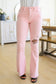 Judy Blue Pretty in Pink Mid Rise Distressed Flare Jeans   