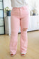 Judy Blue Pretty in Pink Mid Rise Distressed Flare Jeans Light Pink 14W 