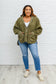Come My Way French Terry Mineral Wash Jacket In Olive   