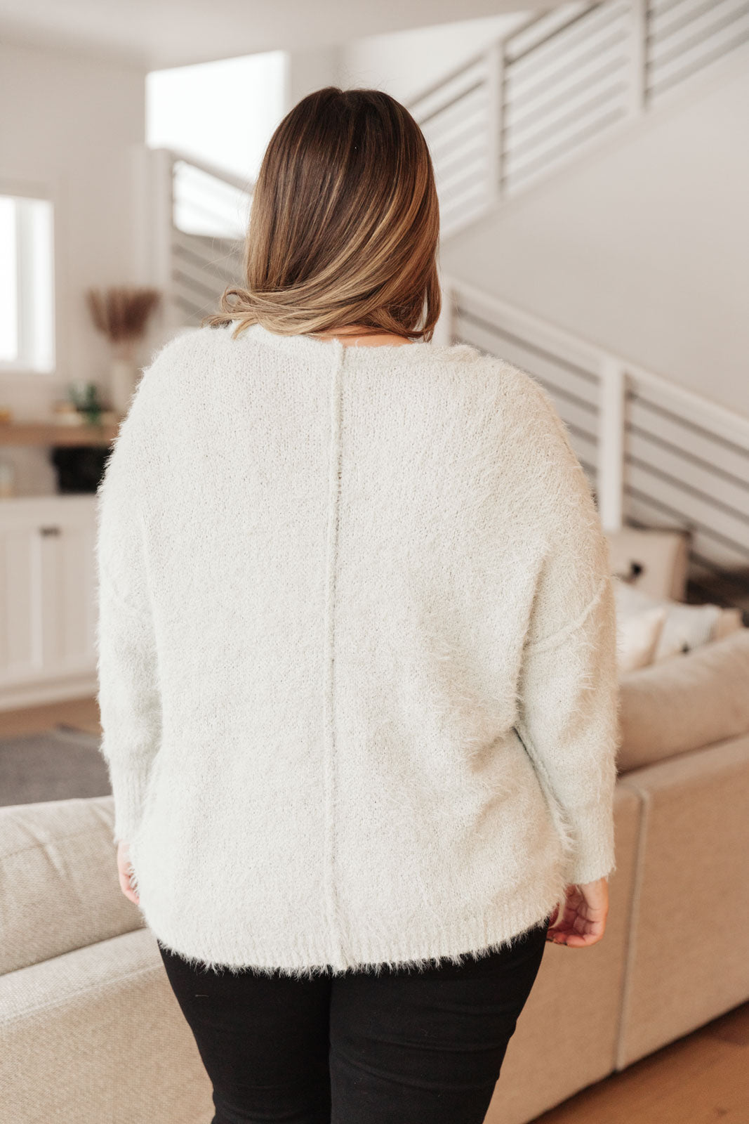 Better than Bae Fuzzy Sweater in Light Gray   