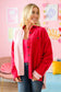 Love You Forever Corduroy Colorblock Shacket Red S 