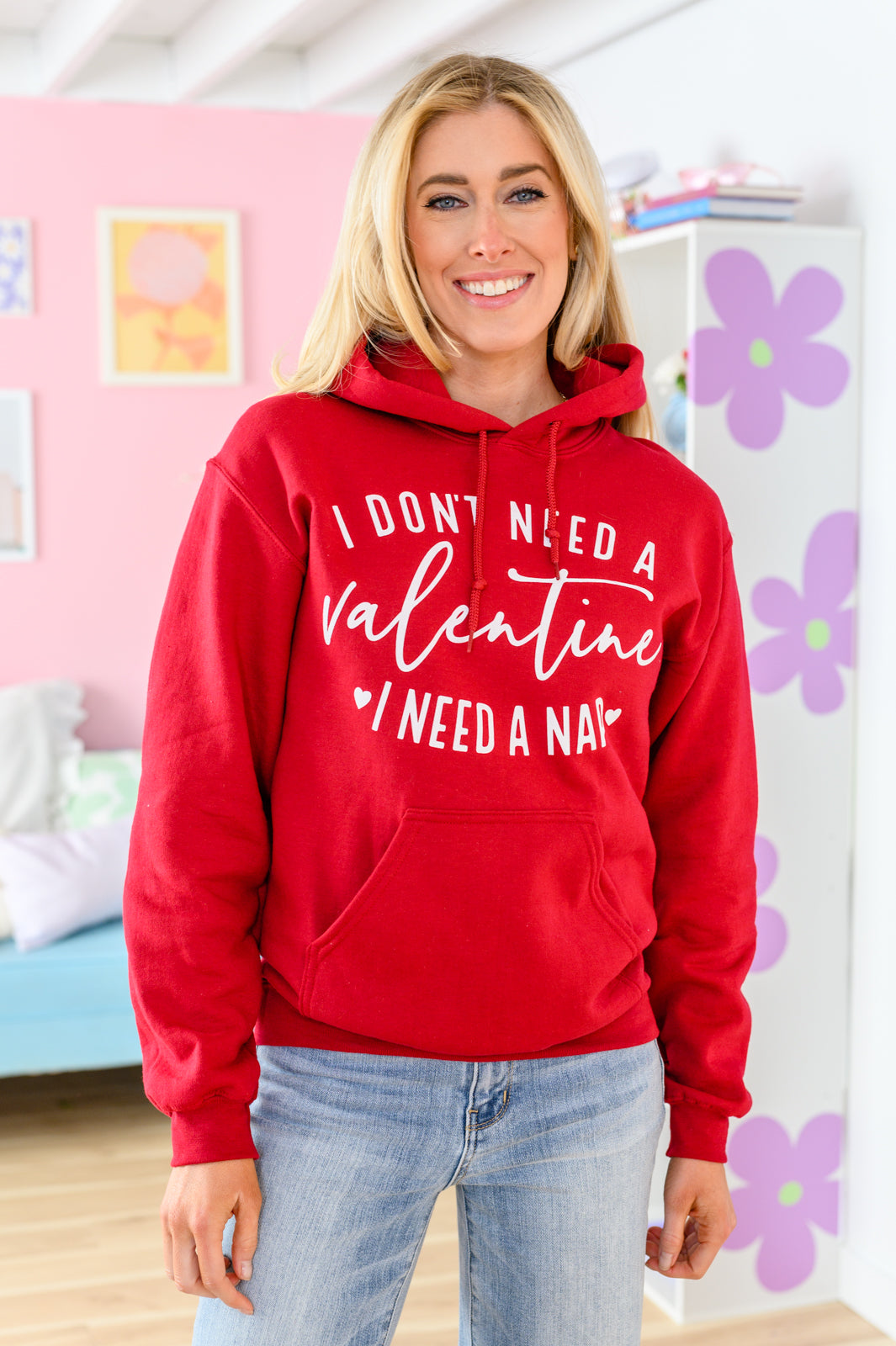 I Don't Need A Valentine Graphic Hoodie Red S 