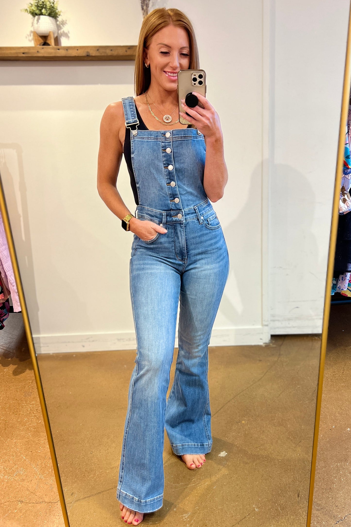 Judy Blue Retro Chic Control Top Flare Overalls   