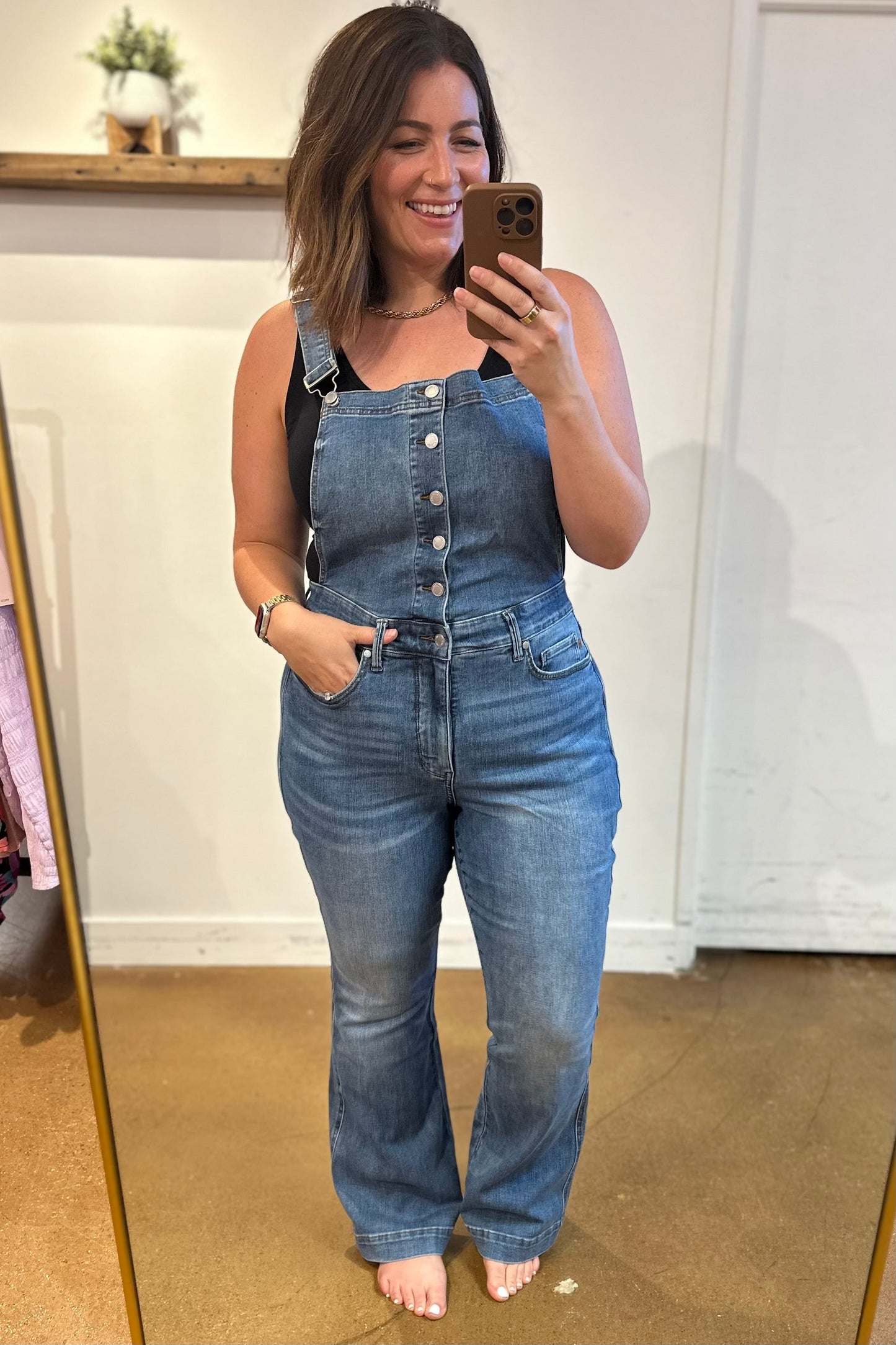 Judy Blue Retro Chic Control Top Flare Overalls   