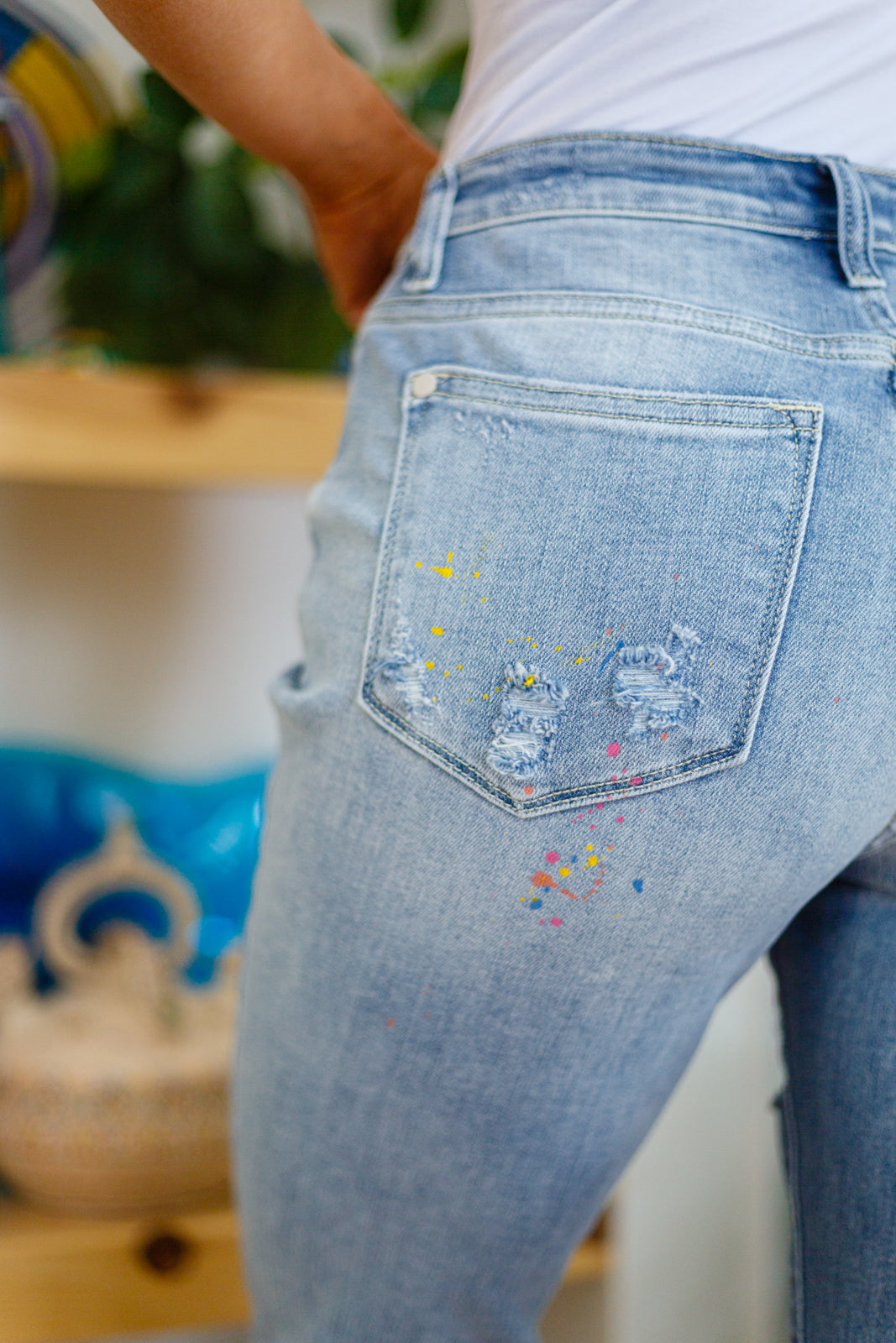 Judy Blue Hot Mess Paint Splatter Boyfriend Jeans   