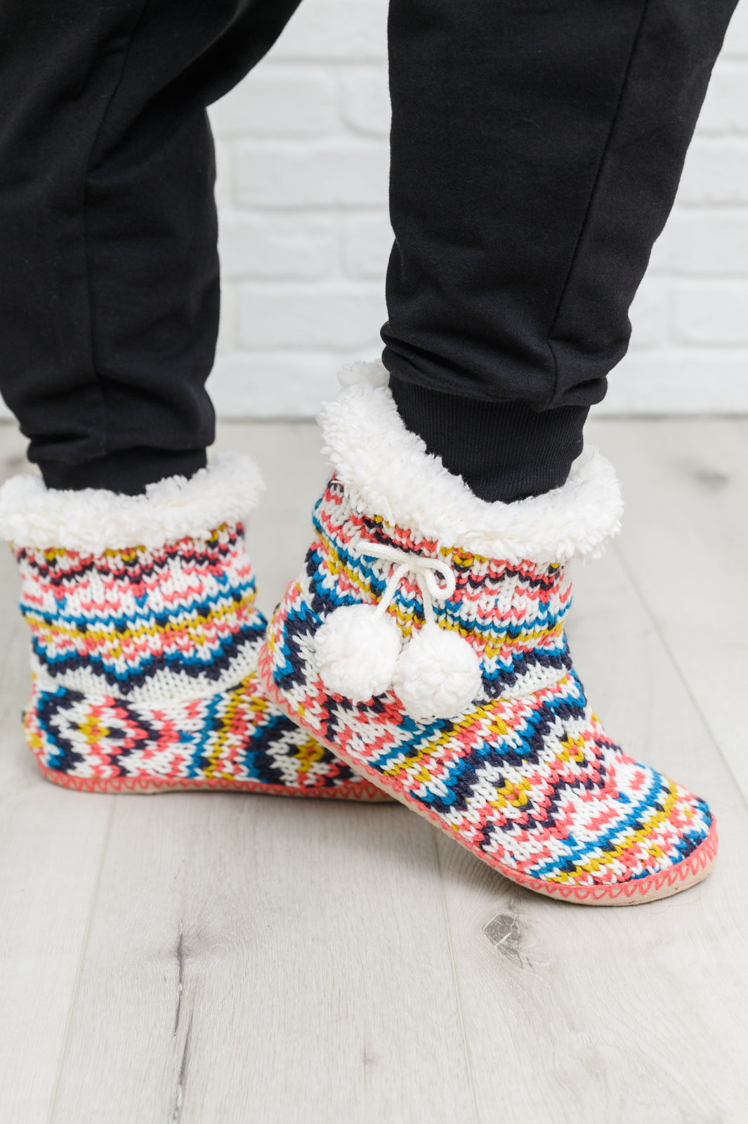 Aztec Trek Knitted Multi Color Slipper Boots   