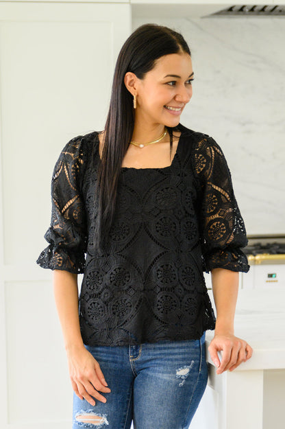 Place for Lace Blouse In Black Black S 