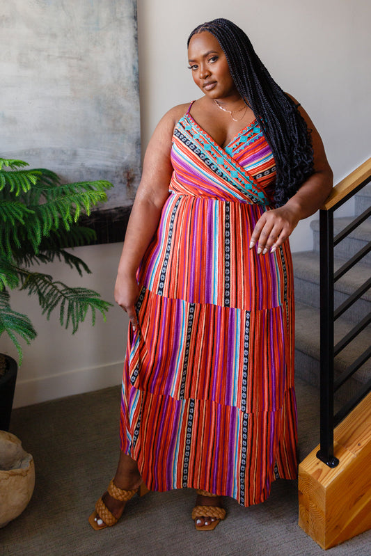 With Grace Aztec Line Maxi Dress 1XL Multi