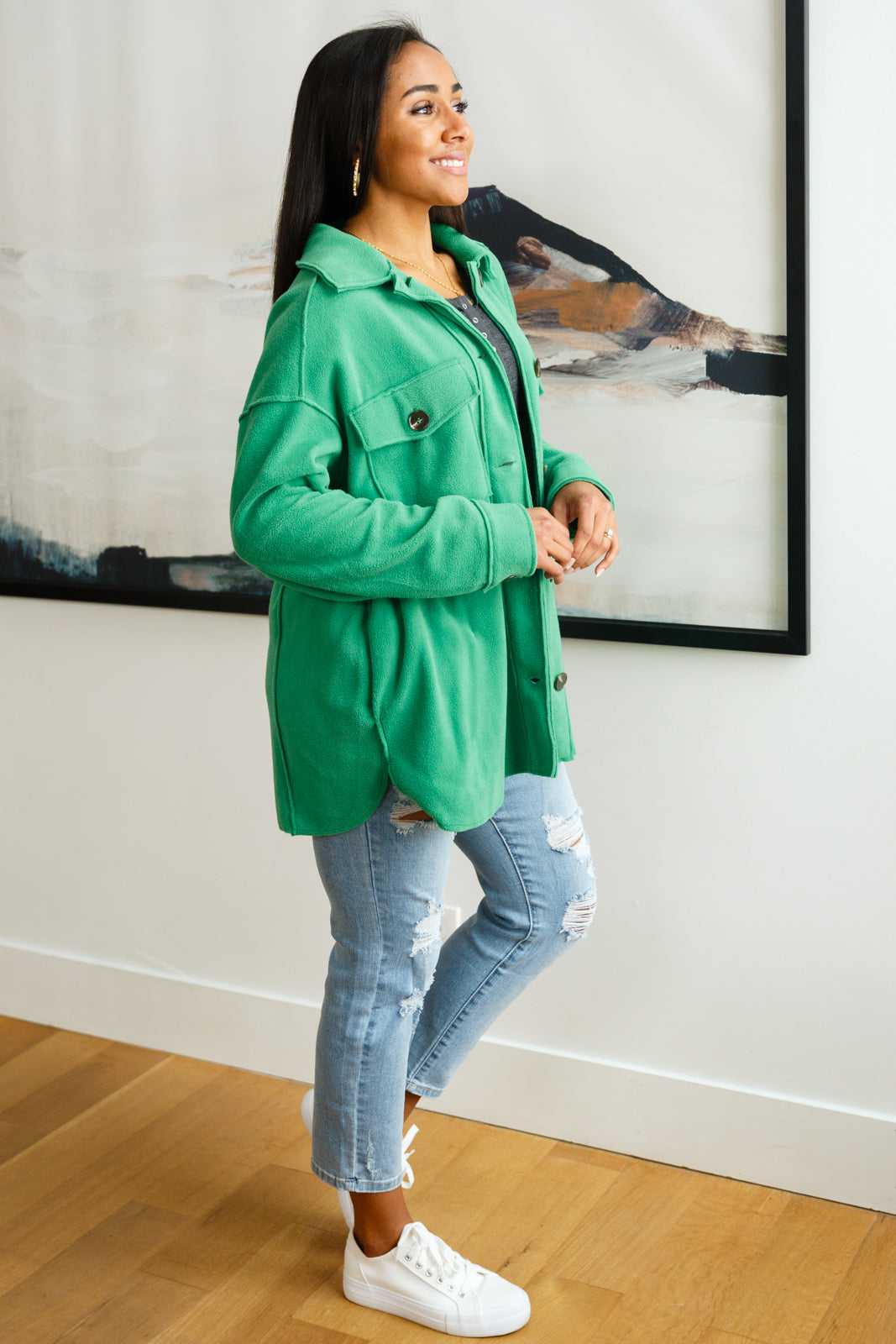 The Shamrock Green Fleece Shacket | Social + Co Boutique