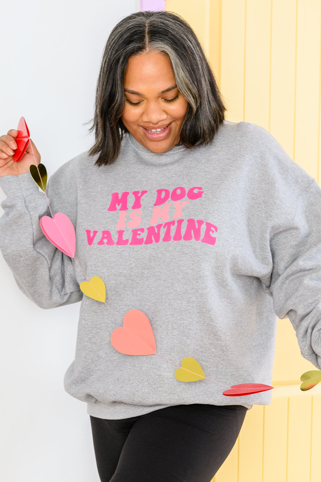 My Dog Is My Valentine Graphic Sweatshirt Gray 2XL 