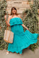 Beachside Beauty Ruffle Maxi Dress Turquoise 1XL 