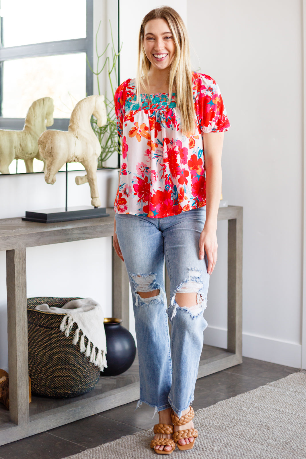 Georgia Floral Puff Sleeve Blouse   