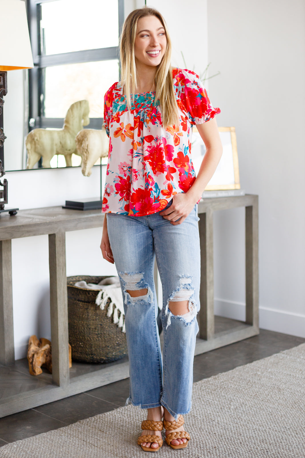 Georgia Floral Puff Sleeve Blouse   