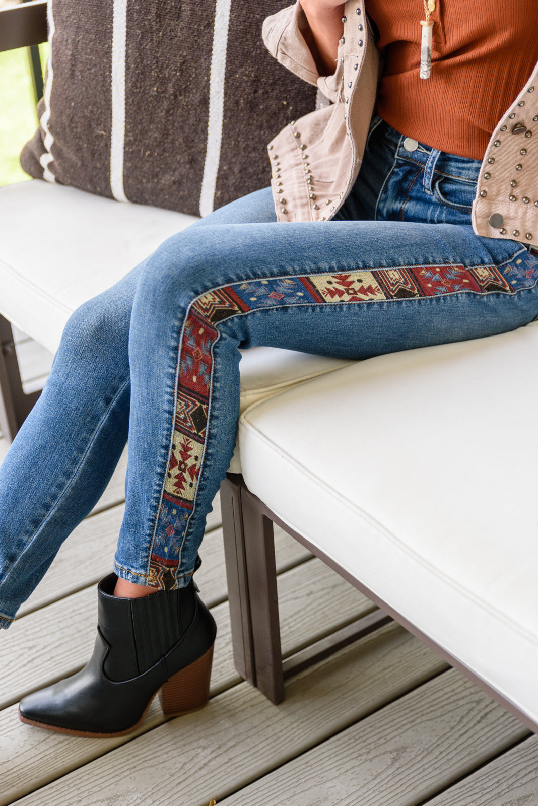 Judy Blue Free Spirit Aztec Relaxed Jeans   