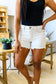 Rooney Mid Rise Rainbow Embroidery Cut Offs   