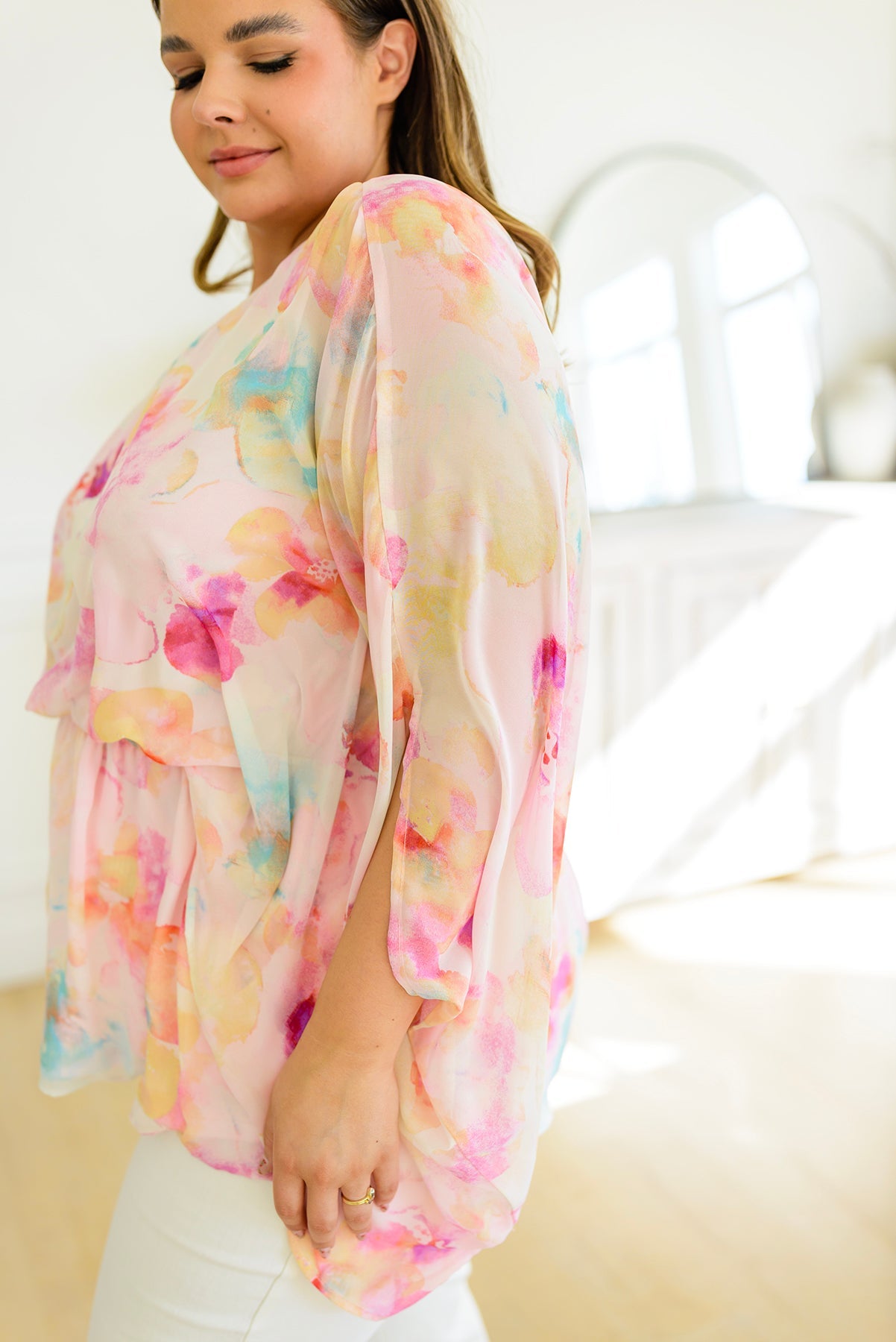 Abstract Drama Floral Peplum Blouse   