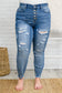 Judy Blue Rip It Up Destroyed Button Fly Skinny Jeans   