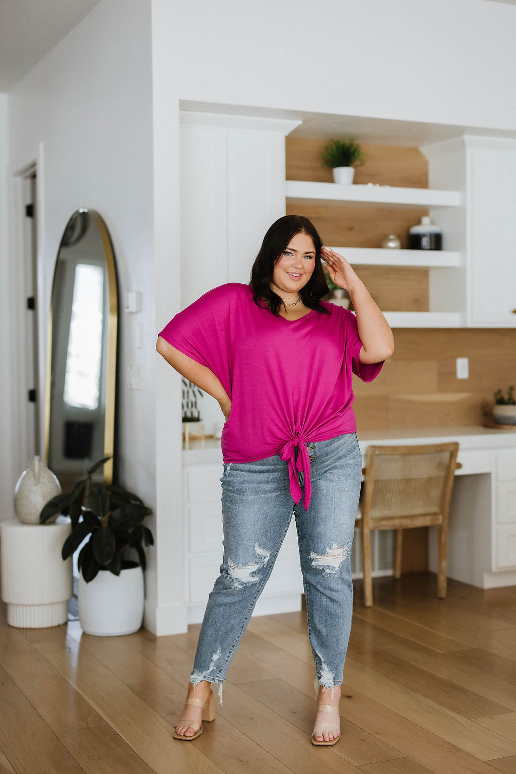 Josie Mid Rise Button Fly Boyfriend Jeans   