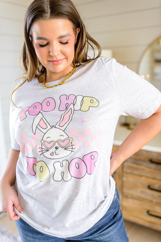 Too Hip To Hop Pastel Bunny Graphic Tee White 2XL 